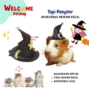 Topi Penyihir Aksesoris Hewan Kecil Hamster Sugar Glider Marmut Lucu