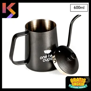 One Two Cups Coffee Maker Pot Long Mouth Drip Teko Kopi Barista 600ml