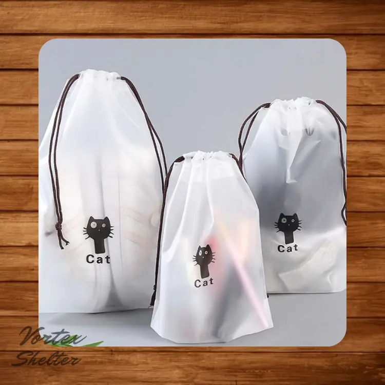 Kantong Plastik Travel Tali Serut Reusable Pouch Organizer Bag