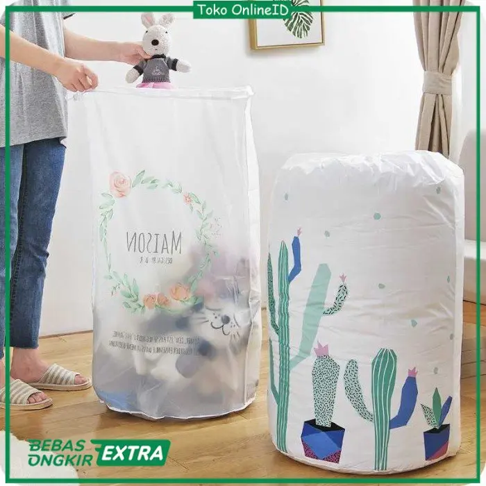 Laundry Bag Serut Lipat Besar Keranjang Travel Baju Tas Pakaian Kotor