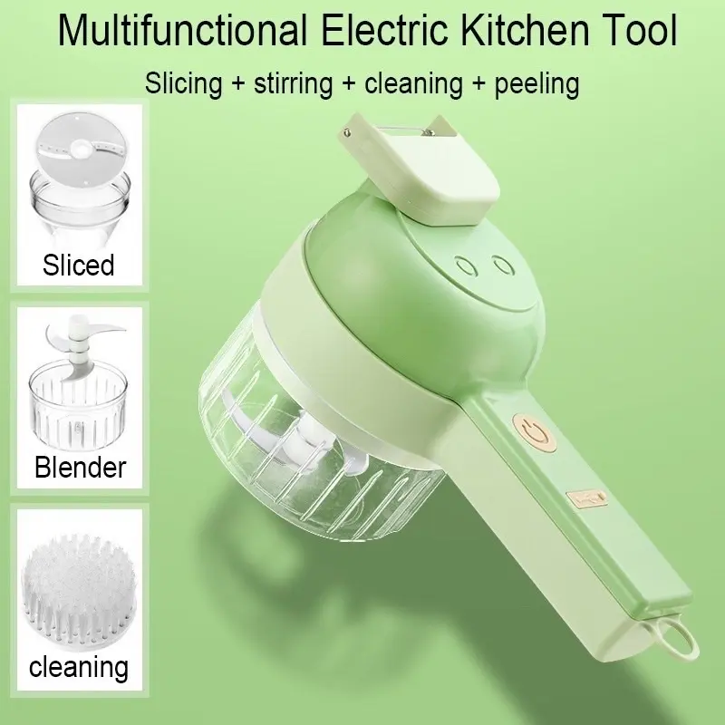 Pemotong Sayur 4 in 1 Set Food Chopper Electric Vegetable Cutter Blender Tangan