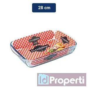 Ocuisine OCGLAS217B Loyang Kaca Tebal Persegi Rectangular Roaster 28cm
