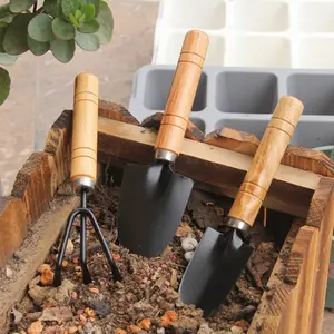 [3in1] Set Sekop Cangkul Pacul Mini / Alat Berkebun Tanaman Rumahan Besi Kayu