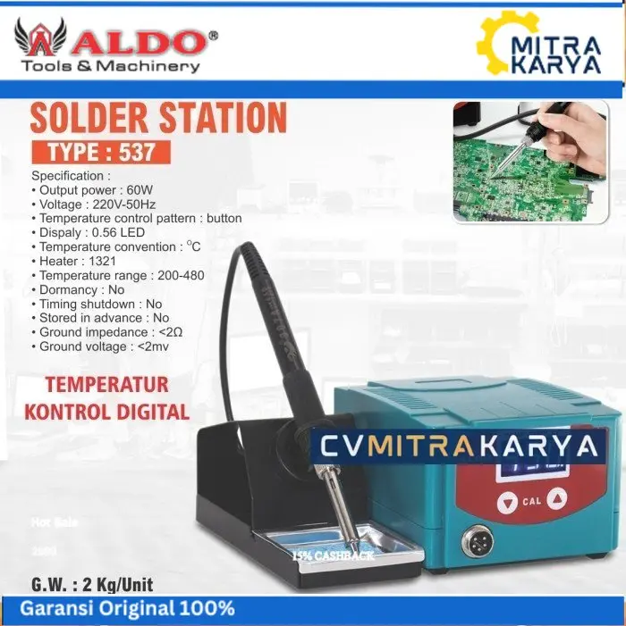 SOLDER STATION TEMPERATUR DIGITAL TYPE : 537 MERK ALDO