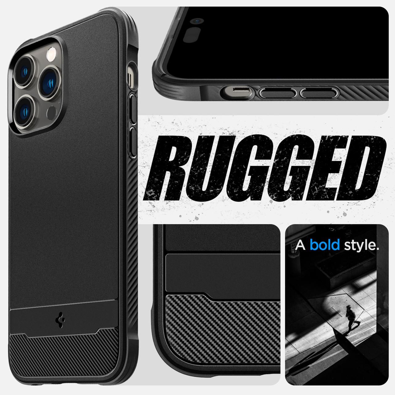 Case iPhone 14 Pro Max Plus Spigen Rugged Armor MagSafe Carbon Casing