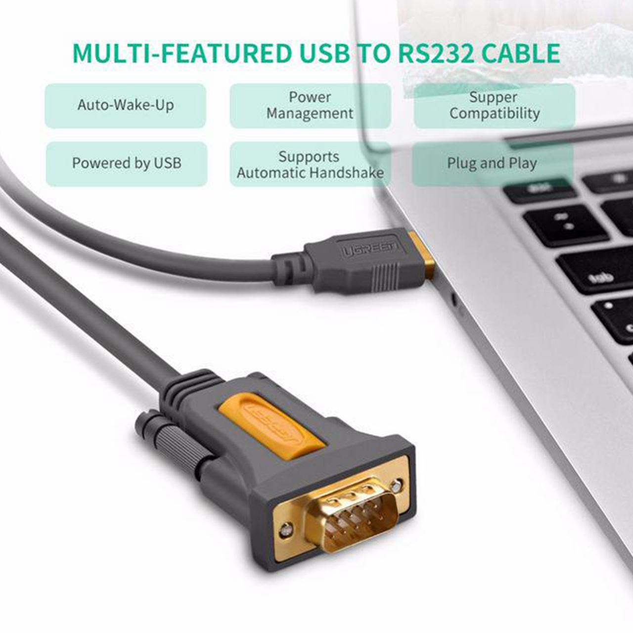 Converter Adapter Cable USB to Serial DB9 RS232 UGREEN Male / Female