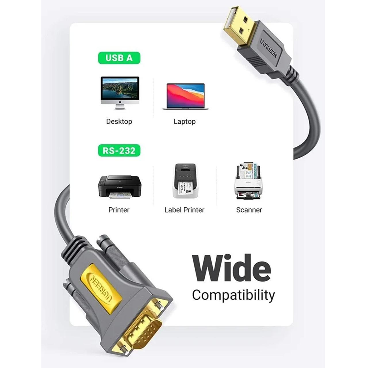 Converter Adapter Cable USB to Serial DB9 RS232 UGREEN Male / Female