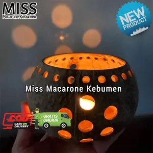 Tempat Lilin Batok Kelapa Bermotif Estetik Mewah