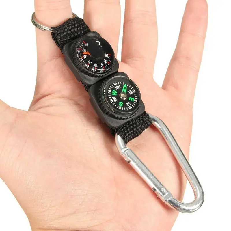 Carabiner Mini Buckle Gantungan Kunci Keychain 3in1 Kompas Termometer 1