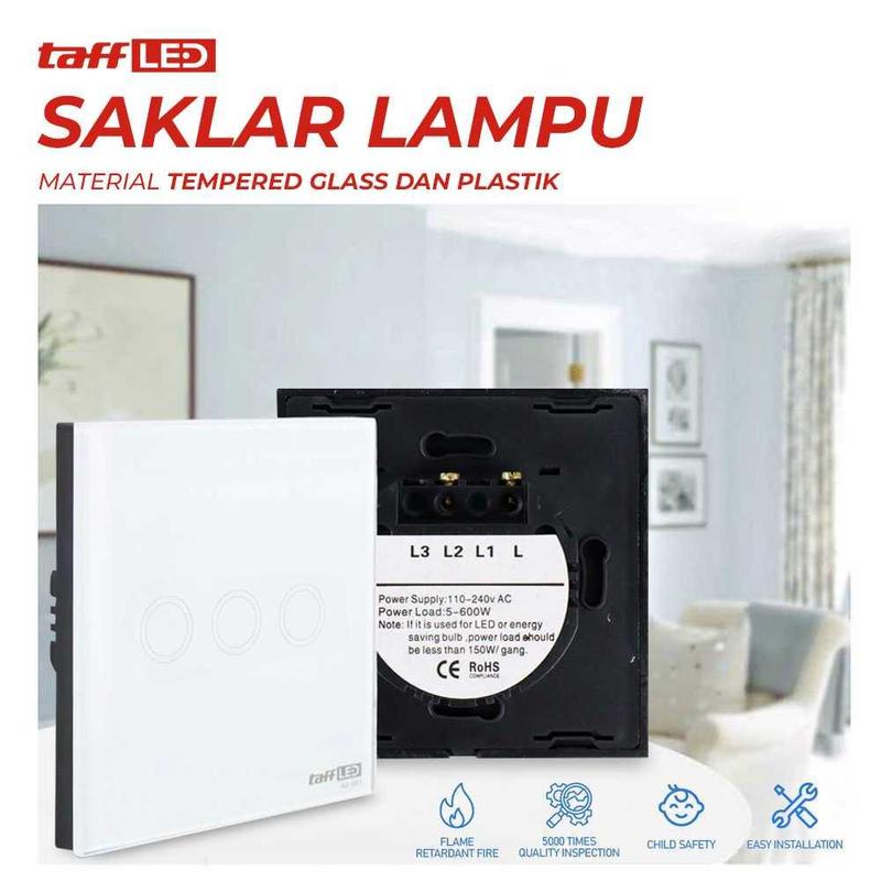 Saklar Lampu Luxury Touch LED Light Panel - AO-001 TaffLED - Shop ...
