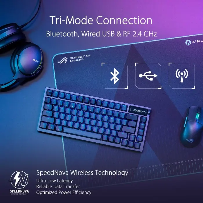 ASUS - ROG Azoth 75 Wireless DIY Custom Gaming Keyboard, OLED display 2