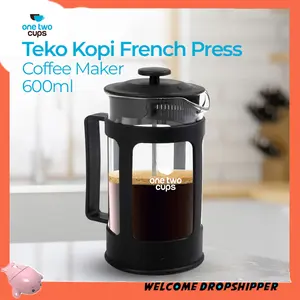One Two Cups Teko Kopi French Press Coffee Maker Pot 600 ml