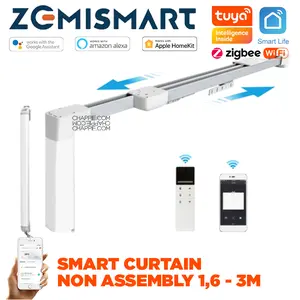 ZEMISMART TUYA Non Assembly Curtain+Motor+Remote 1,6m to 3m