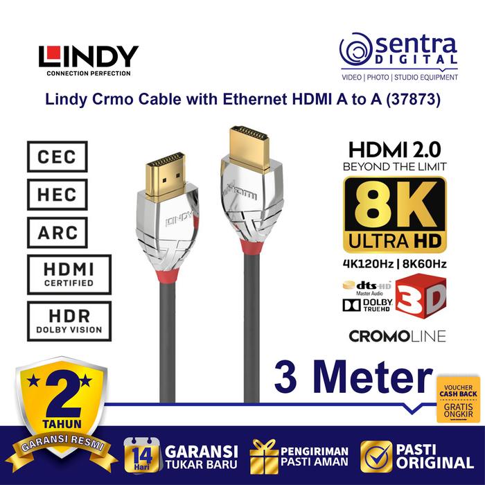 Gambar Lindy Cromo High Speed HDMI 2.0 A to A Cable ( 37873 ) 3M dari Sentra Digital Kota Surabaya Tokopedia