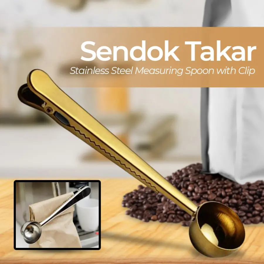 Sendok Takar Kopi Teh Measuring Spoon Stainless with Clip G166