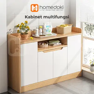 Homedoki Lemari Dapur Minimalis Multifungsi Kayu MDF 120x30x80cm Furniture Modern Tahan Lama Cocok untuk Ruang Makan dan Tamu