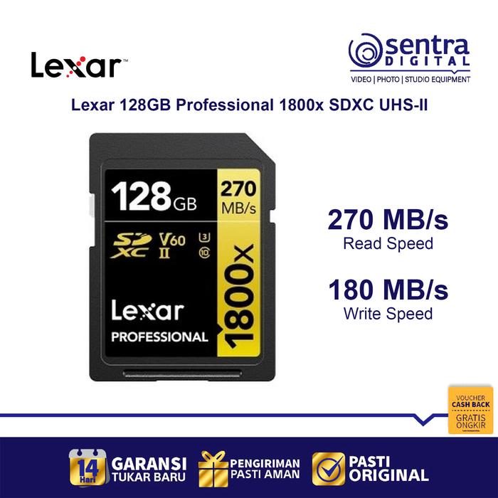 Gambar Lexar SDXC UHS-II Gold Edition 128GB 270Mb/s SD Card dari Sentra Digital Kota Surabaya Tokopedia
