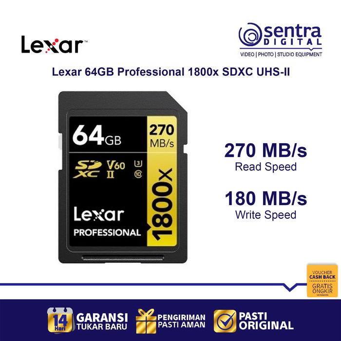 Gambar Lexar SDXC UHS-II Gold Edition 64GB 270Mb/s SD Card dari Sentra Digital Kota Surabaya Tokopedia