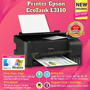 Printer Epson L3110 L3210 L3211 L3216 EcoTank Print Scan Copy Pengganti L360 New / L121 Print Only