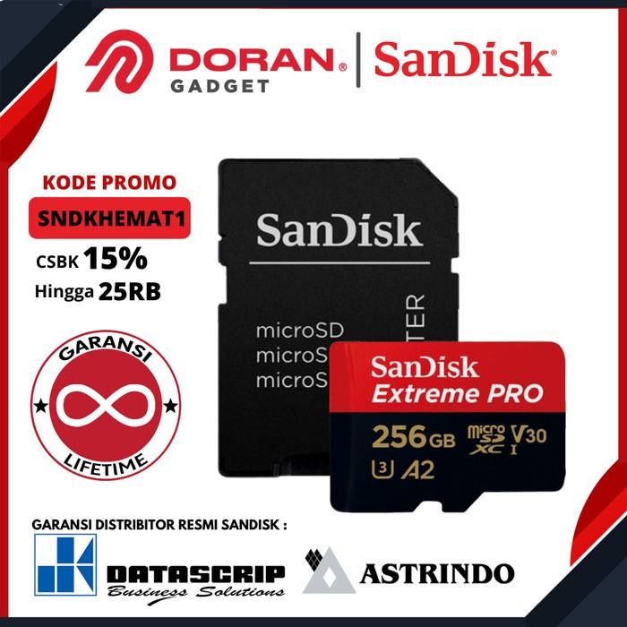 Gambar Micro SD 256GB Sandisk CL10 200MBPS Extreme Pro - Garansi dari Doran Gadget Authorized Bali Kota Administrasi Jakarta Pusat Tokopedia