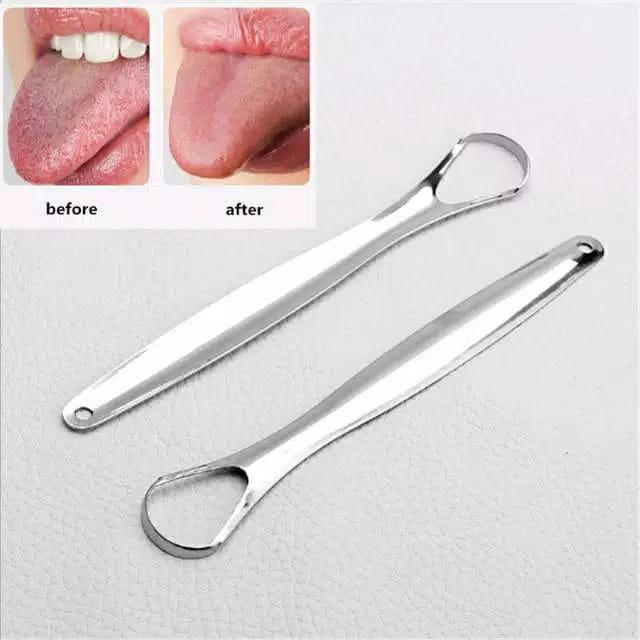 Pembersih Lidah - Bahan Stainless Steel Reusable Praktis dan murah Mulut Perawatan 0