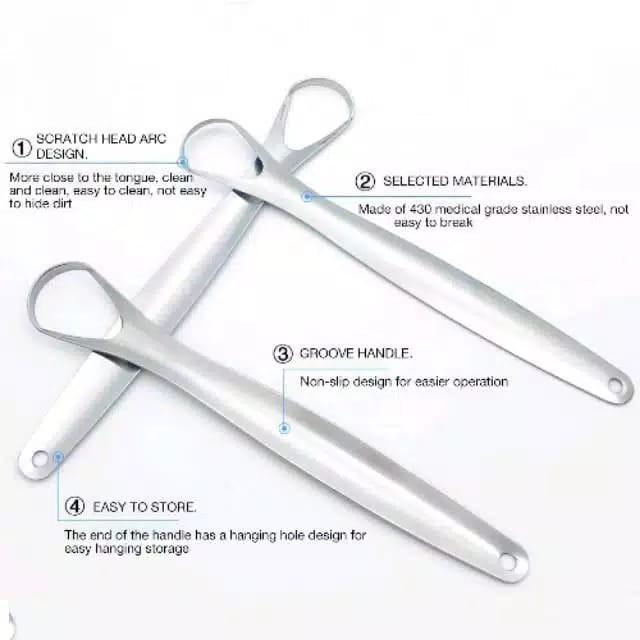 Pembersih Lidah - Bahan Stainless Steel Reusable Praktis dan murah Mulut Perawatan 3