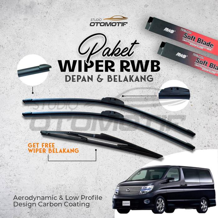 Gambar BUNDLING RWB SOFT WIPER Elgrand Gen2 E51 2002-2010 3 PCS dari Studiootomotif.id Kab. Tangerang Tokopedia