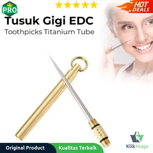 Tusuk Gigi EDC Toothpicks Titanium Tube - LIN58 Klik Niaga