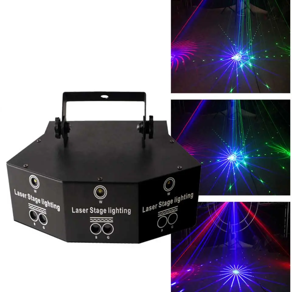 Proyektor Laser LED Lampu Disko Party Light 9 Hole 12 Patterns