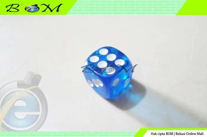 dadu dice warna biru blue bening transparan 14mm 14 mm