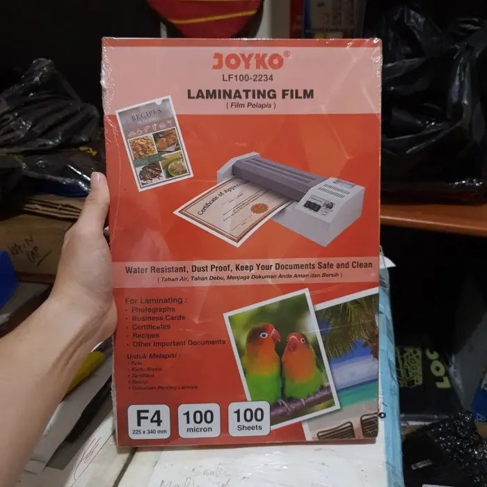 plastik plastic laminating joyko f4 folio 100 micron