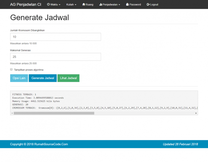 Gambar Source Code Algoritma Genetika Penjadwalan CodeIgniter dari Rumah Source Code Kota Denpasar Tokopedia