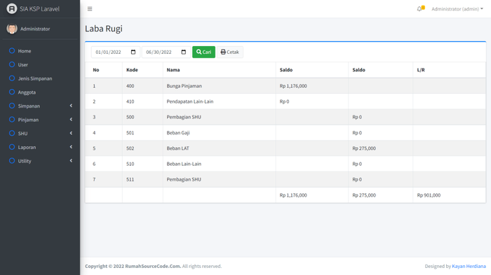 Gambar Source Code Sistem Informasi Akuntansi Koperasi Simpan Pinjam Laravel dari Rumah Source Code Kota Denpasar Tokopedia