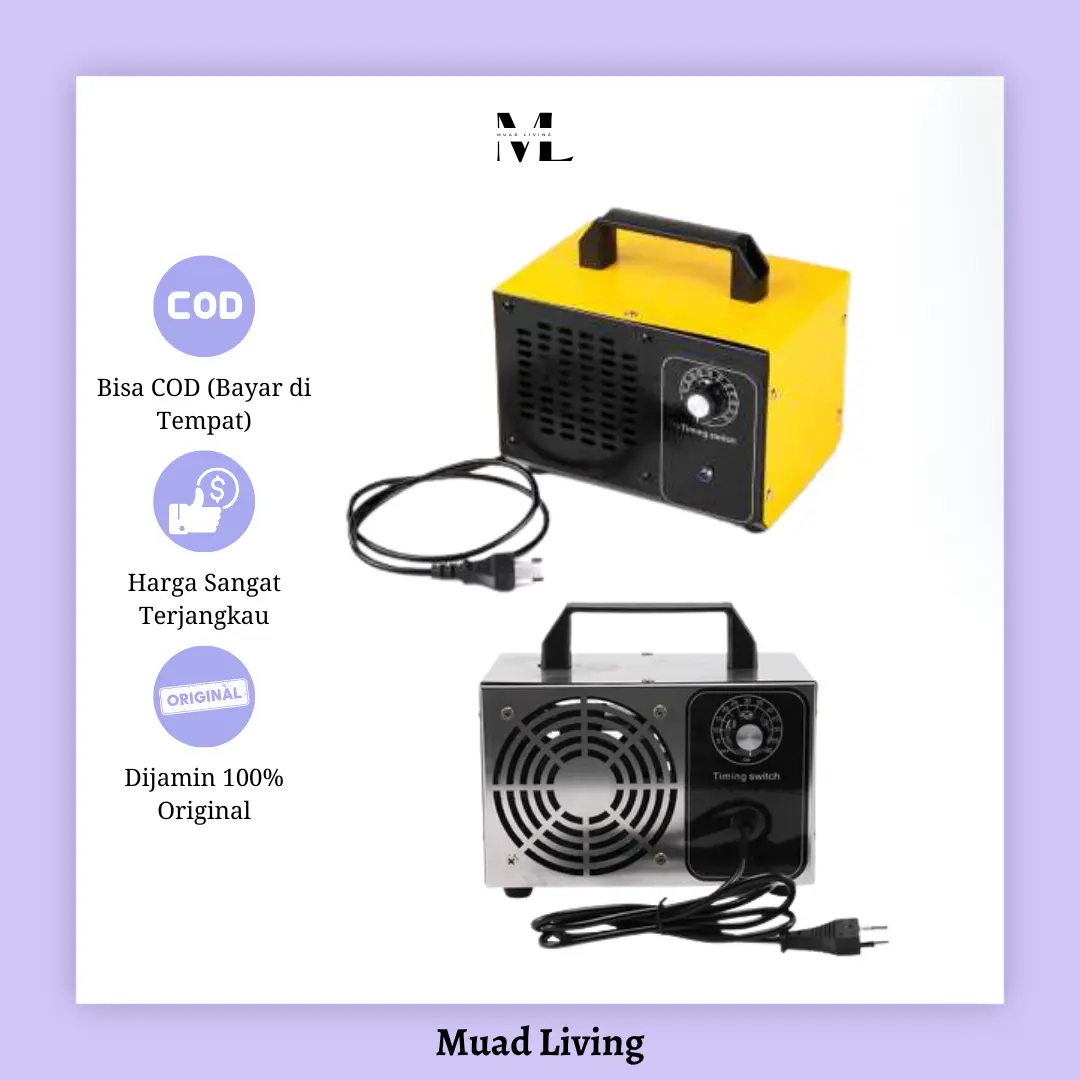 Muad Living Mesin Ozon Ozone Generator Alat Sterilisasi Ruangan Udara 10G 24G 36G Air Purifier Sterilizer Deodorization Profesional
