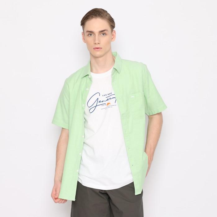 Gambar RICARDO Kemeja Pria Polos Hijau Lengan Pendek 32269 dari RICARDO DBRITANO Kota Surabaya Tokopedia