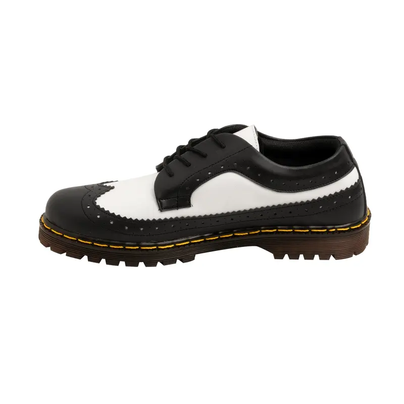 HASRA - Sepatu Kulit Boots Wingtip Hitam Putih Namakula 3