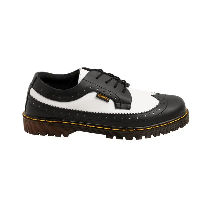 HASRA - Sepatu Kulit Boots Wingtip Hitam Putih Namakula 4