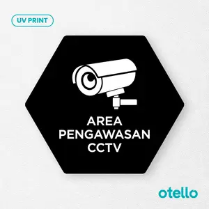 Area Pengawasan CCTV Signage Board Akrilik Tempel Dinding Papan