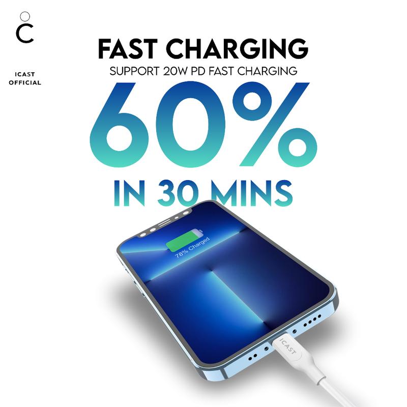 Charger iPhone 20W MFi Fast Charging iCast Mini Adaptor 20W Lightning 5
