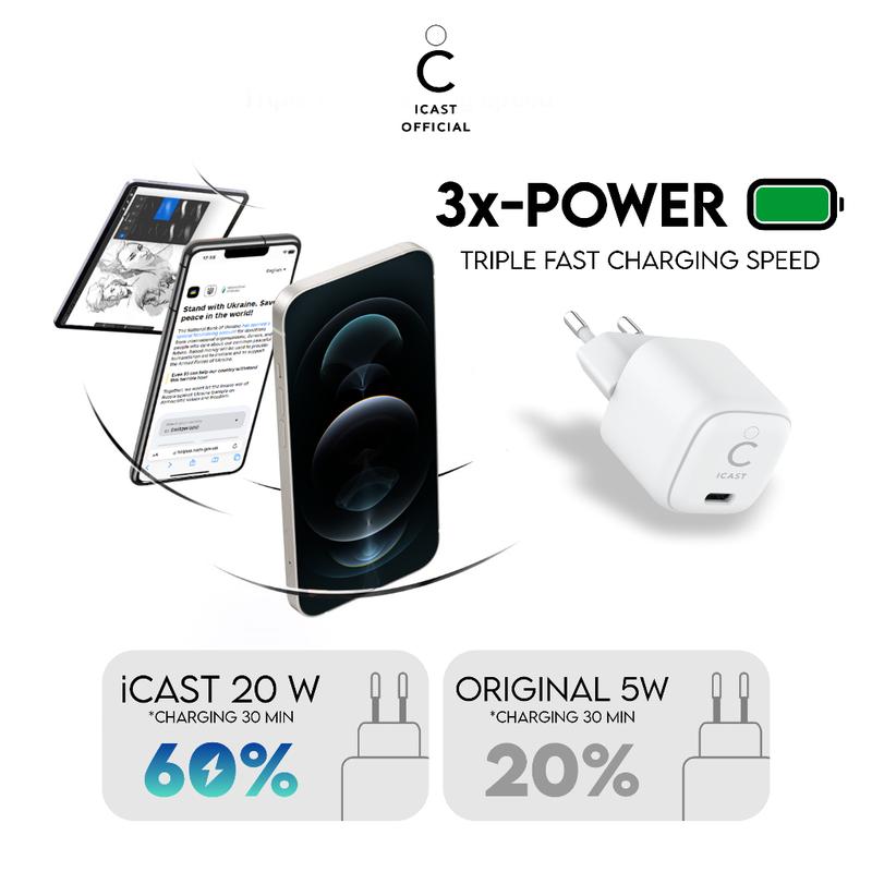Charger iPhone 20W MFi Fast Charging iCast Mini Adaptor 20W Lightning 4