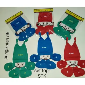 Set Topi Sarung Tangan dan Sarung Kaki Tali Pengikat Rib Warna Rainbow