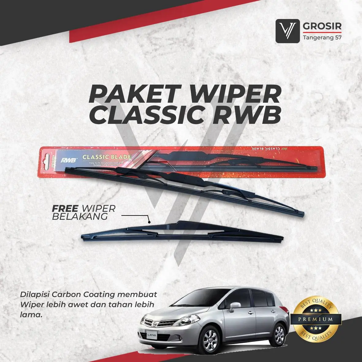 PAKET RWB CLASSIC WIPER NISSAN LATIO DEPAN BELAKANG 3 PCS