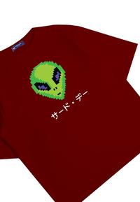 Gambar MTO88 kaos oversize alien UFO pixel scuba distro cowok merah maroon - L dari THIRD DAY Kota Bandung 3 Tokopedia