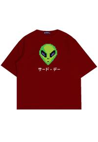 Gambar MTO88 kaos oversize alien UFO pixel scuba distro cowok merah maroon - L dari THIRD DAY Kota Bandung 1 Tokopedia