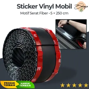 Stiker Vinyl Mobil Carbon Fiber Rubber Strip Bumper Guard 5 x 250 cm