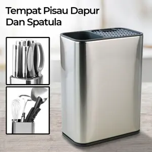 Tempat Pisau Dapur Spatula Peralatan Masak Stand Holder StainlessSteel