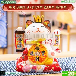 Patung Pajangan Manekoneki Keramik Zhaocaimao Kucing Hoki Ukuran 8inch