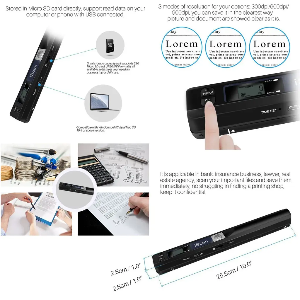 Alat Pemindai Portable (USB Portable Cordless Scanner)RESOLUSI 900 DPI ...