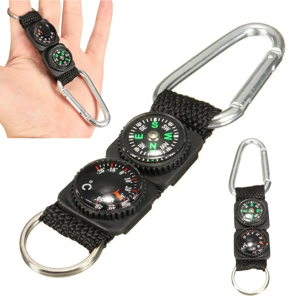 Gantungan Kunci 3 in 1 Kompas Termometer Carabiner Key Ring May