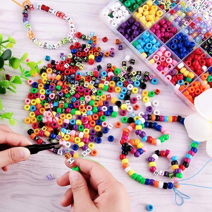 Jual 1000biji Gelang Membuat Manik-Manik ABC Beads Pony Beads